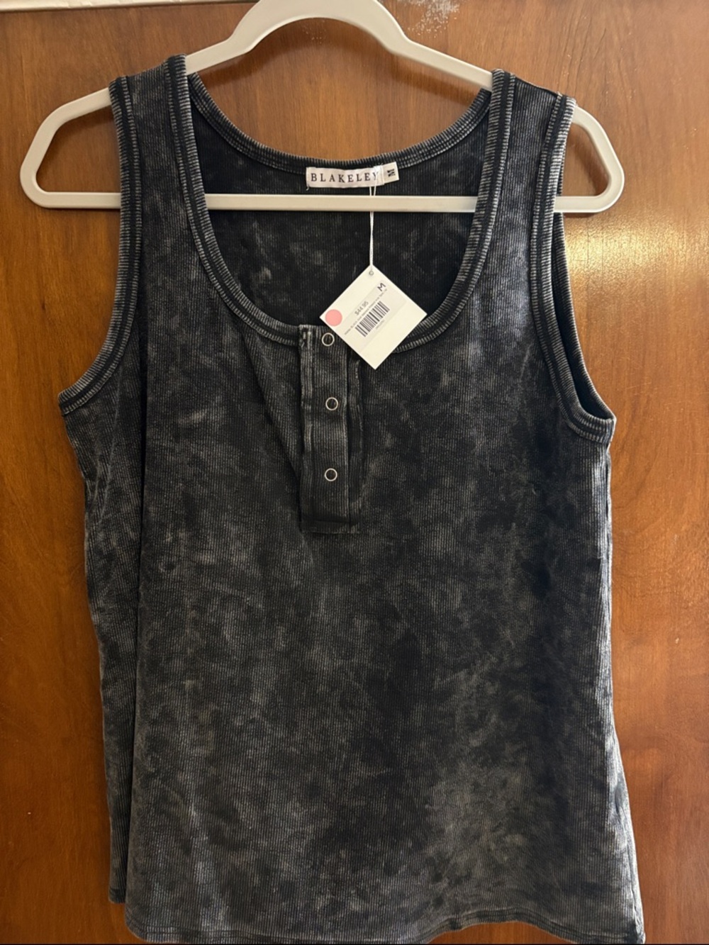 Blakeley Women's Black Mineral-Wash Snap Henley Tank